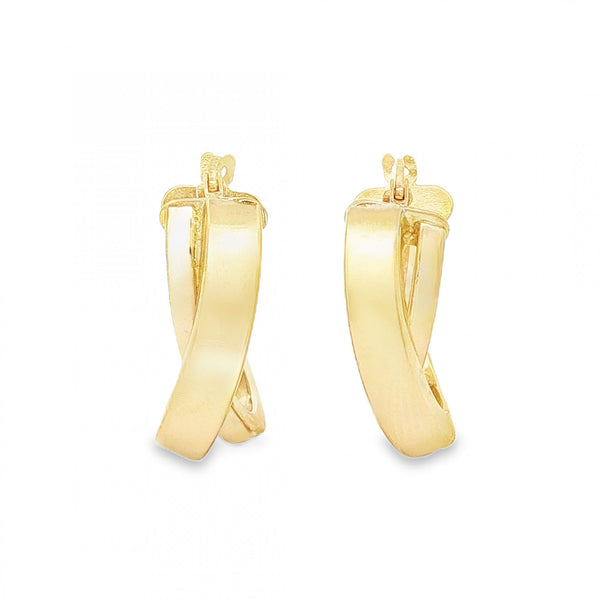 9ct Yellow Gold Square Tube Double Hoop Earrings - 7x20x18mm