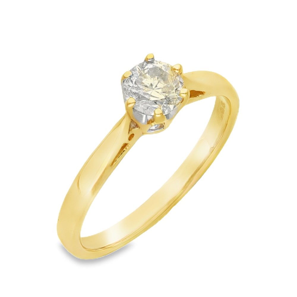 18ct Yellow Gold Diamond Solitaire Engagement Ring - 0.50ct