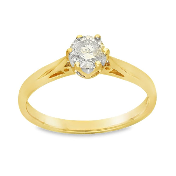 18ct Yellow Gold Diamond Solitaire Engagement Ring - 0.50ct