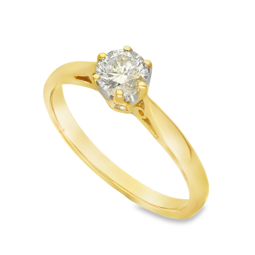 18ct Yellow Gold Diamond Solitaire Engagement Ring - 0.50ct
