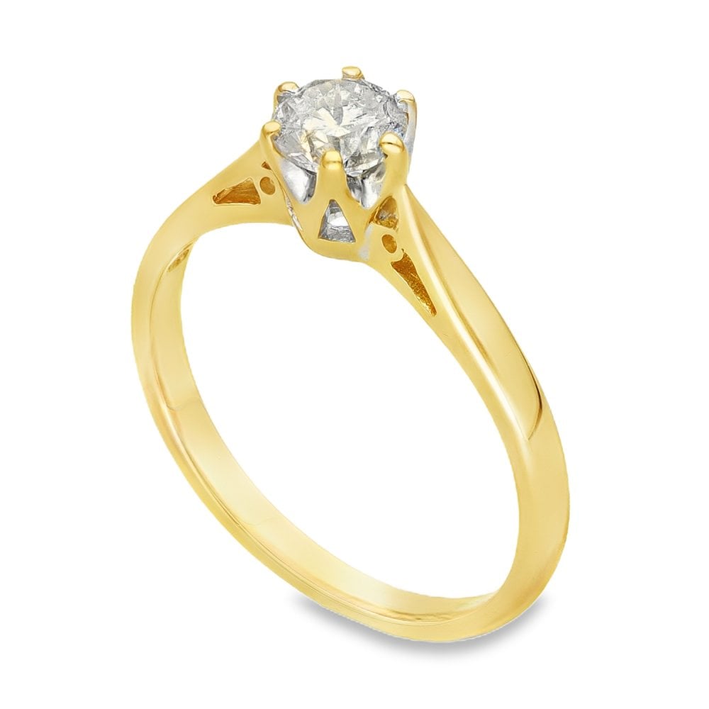 18ct Yellow Gold Diamond Solitaire Engagement Ring - 0.50ct