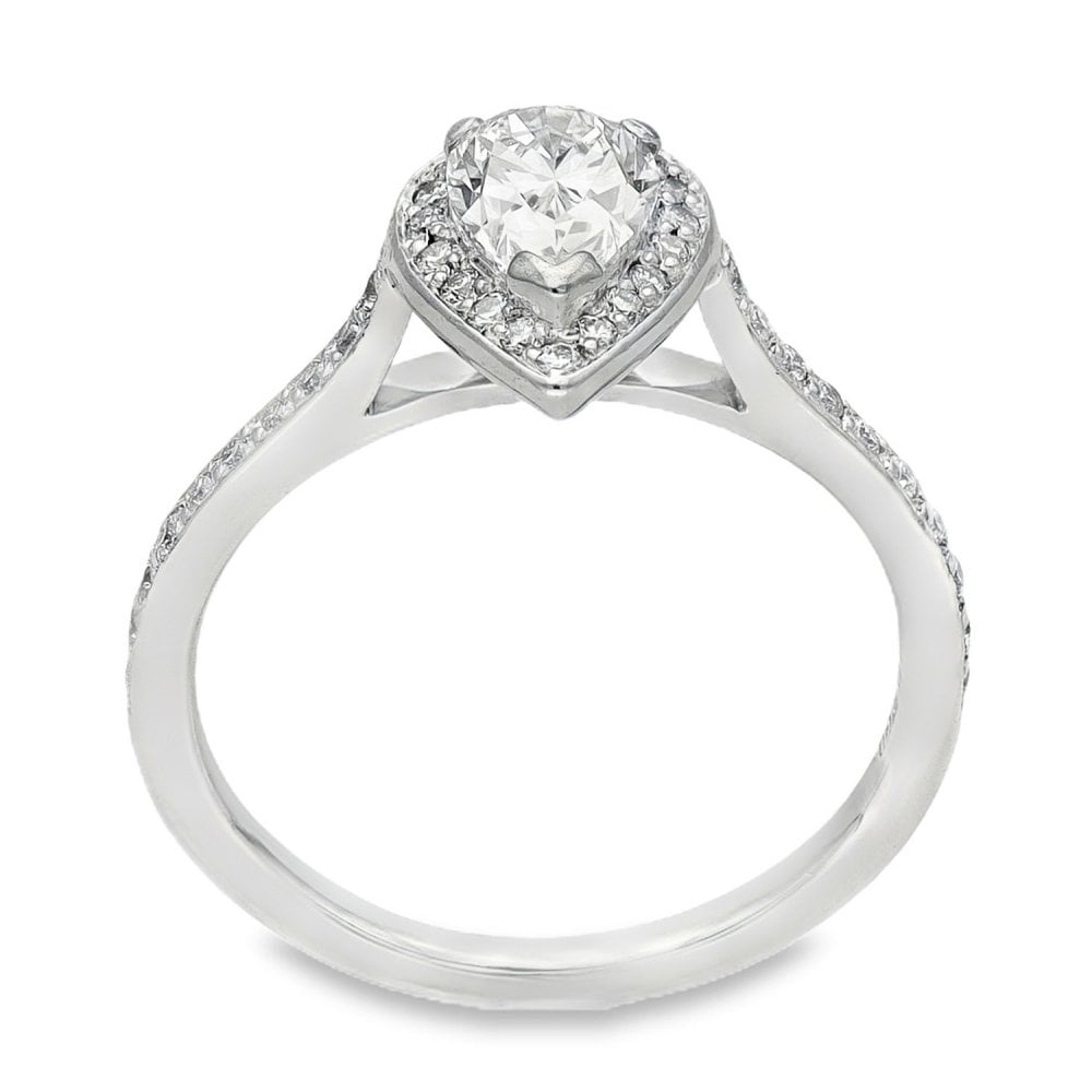 950 Platinum Pear Diamond Halo Engagement Ring - Size H½ -0.70ct