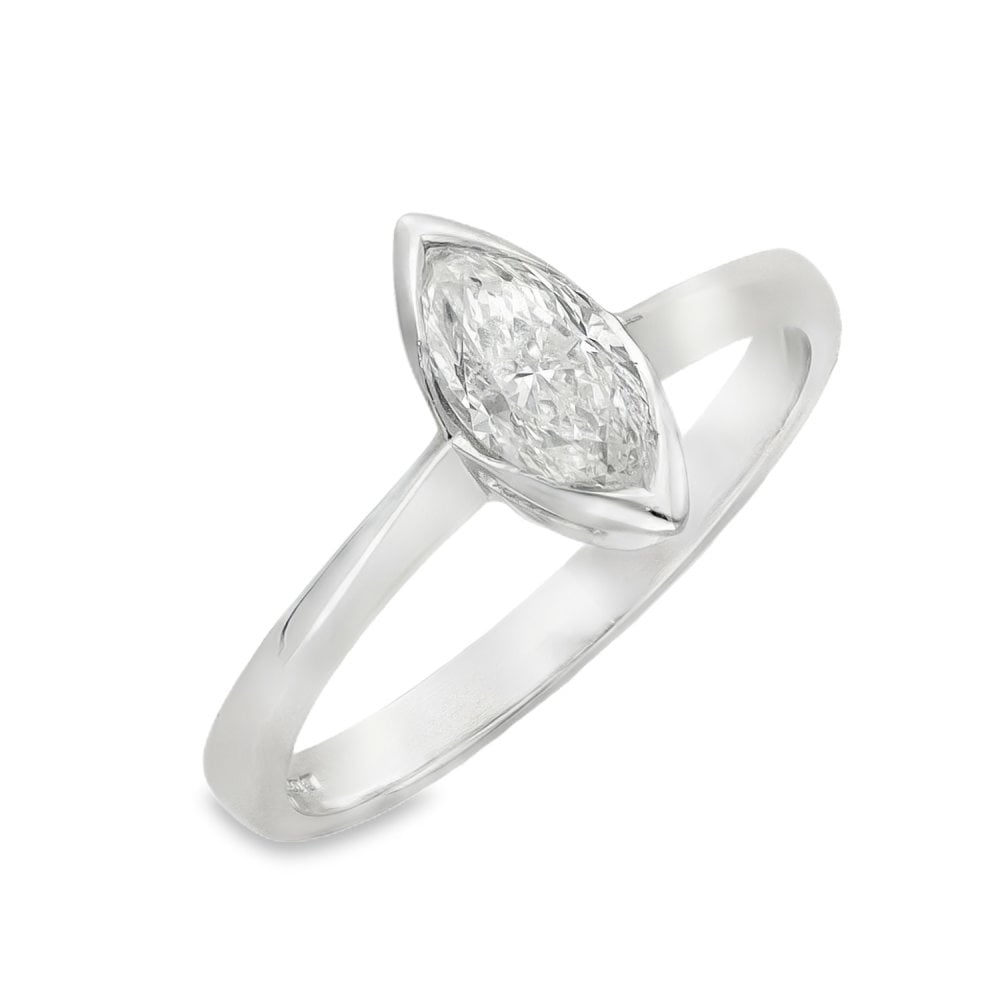 950 Platinum Marquise Diamond Solitaire Engagement Ring - 0.65ct