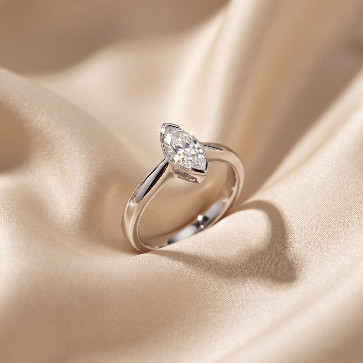 950 Platinum Marquise Diamond Solitaire Engagement Ring - 0.65ct