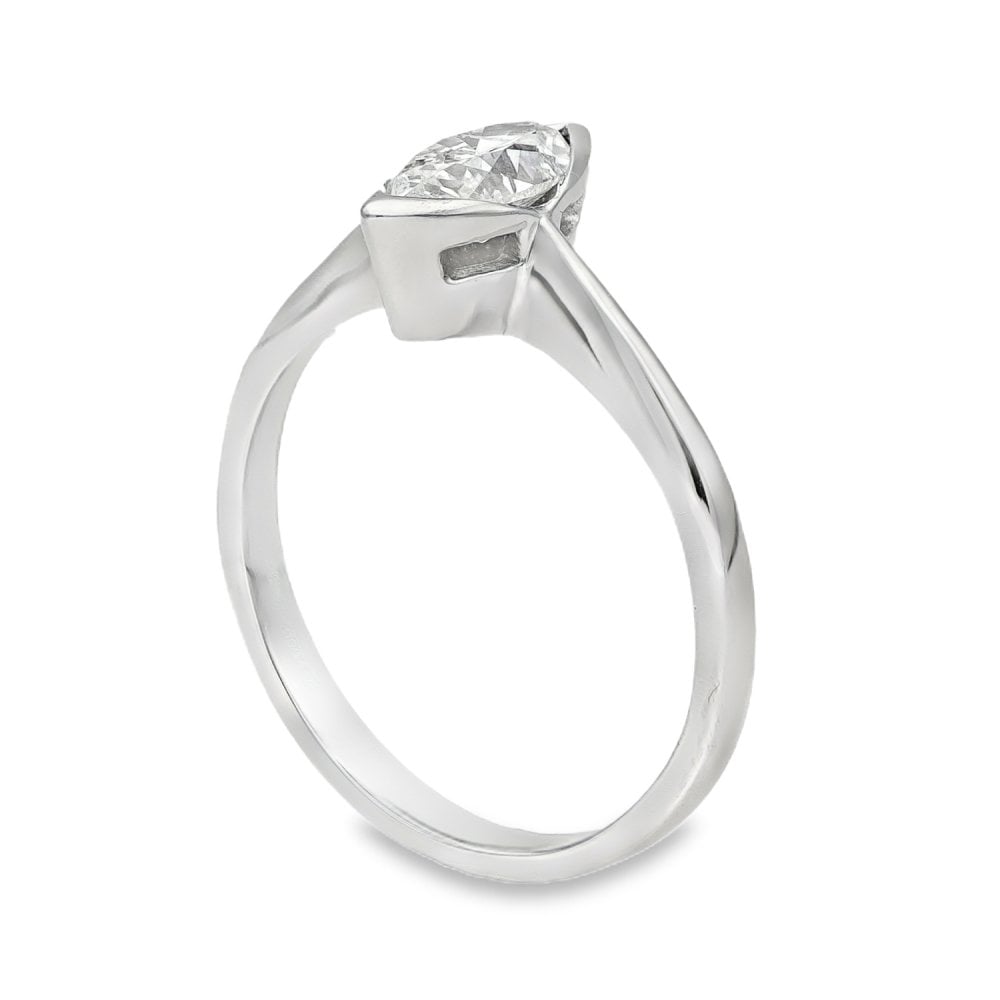 950 Platinum Marquise Diamond Solitaire Engagement Ring - 0.65ct