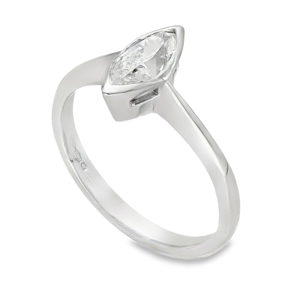 950 Platinum Marquise Diamond Solitaire Engagement Ring - 0.65ct