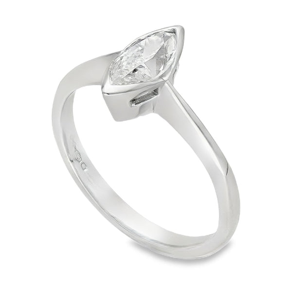 950 Platinum Marquise Diamond Solitaire Engagement Ring - 0.65ct
