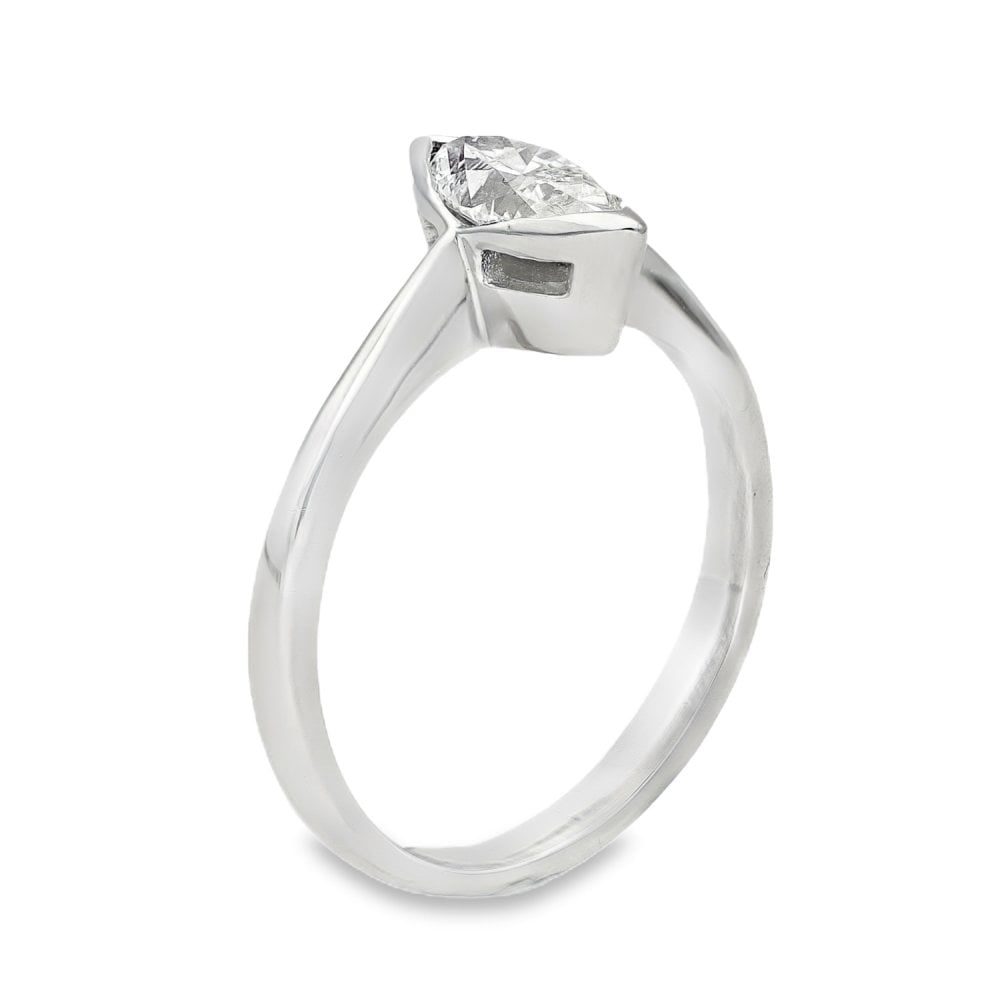 950 Platinum Marquise Diamond Solitaire Engagement Ring - 0.65ct