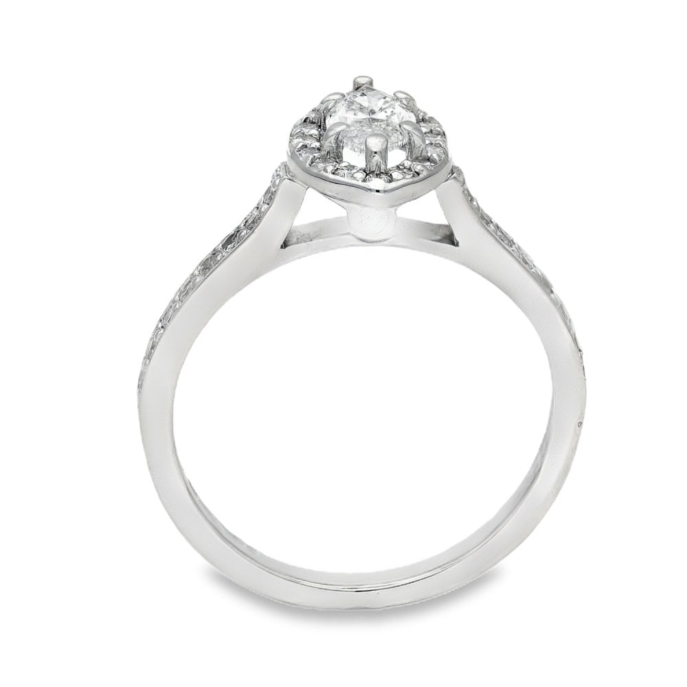 950 Platinum Marquise Halo Diamond Engagement Ring - 0.66ct
