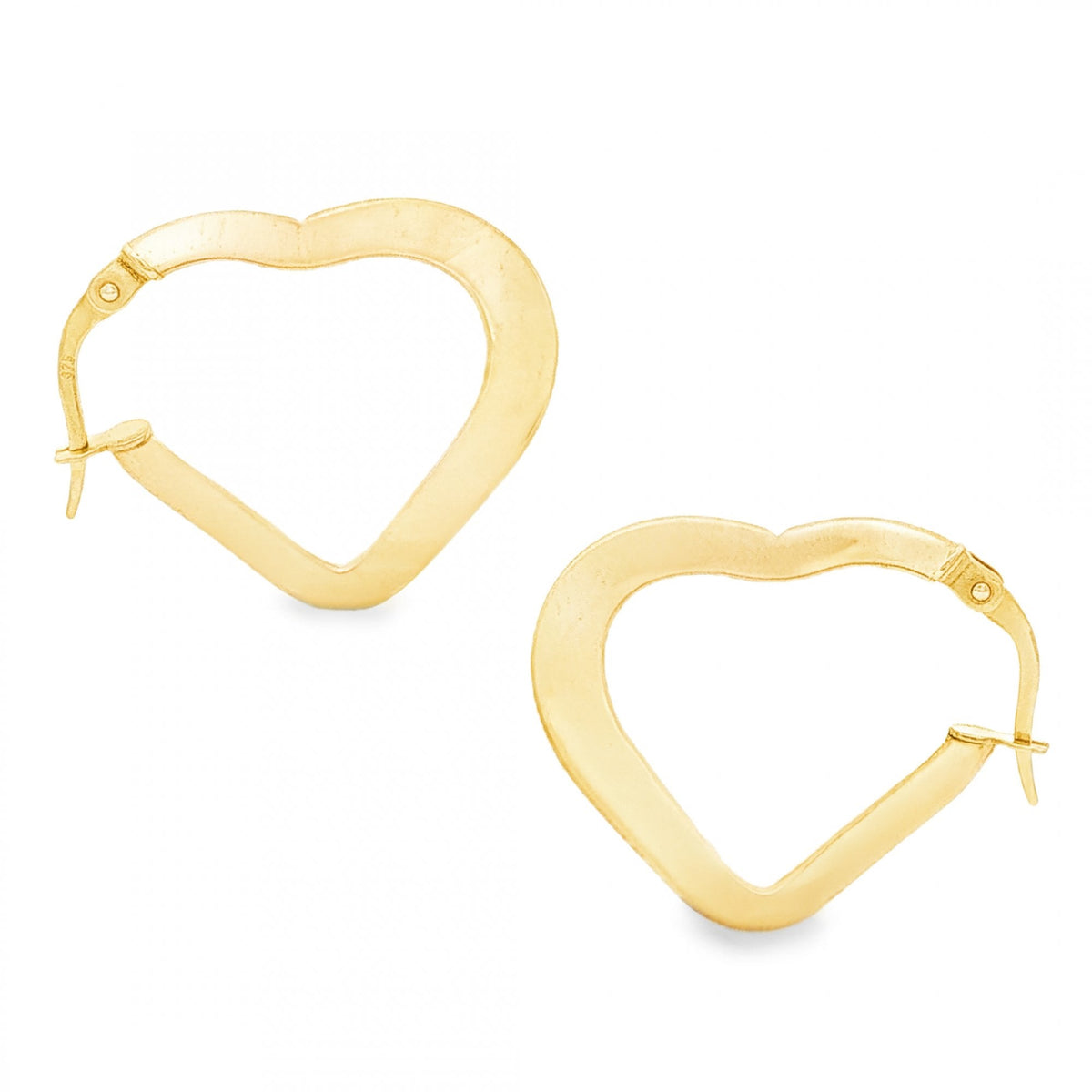 9ct Yellow Gold Twist Heart Hoop Earrings - 3.5x25x22mm - 1.7g