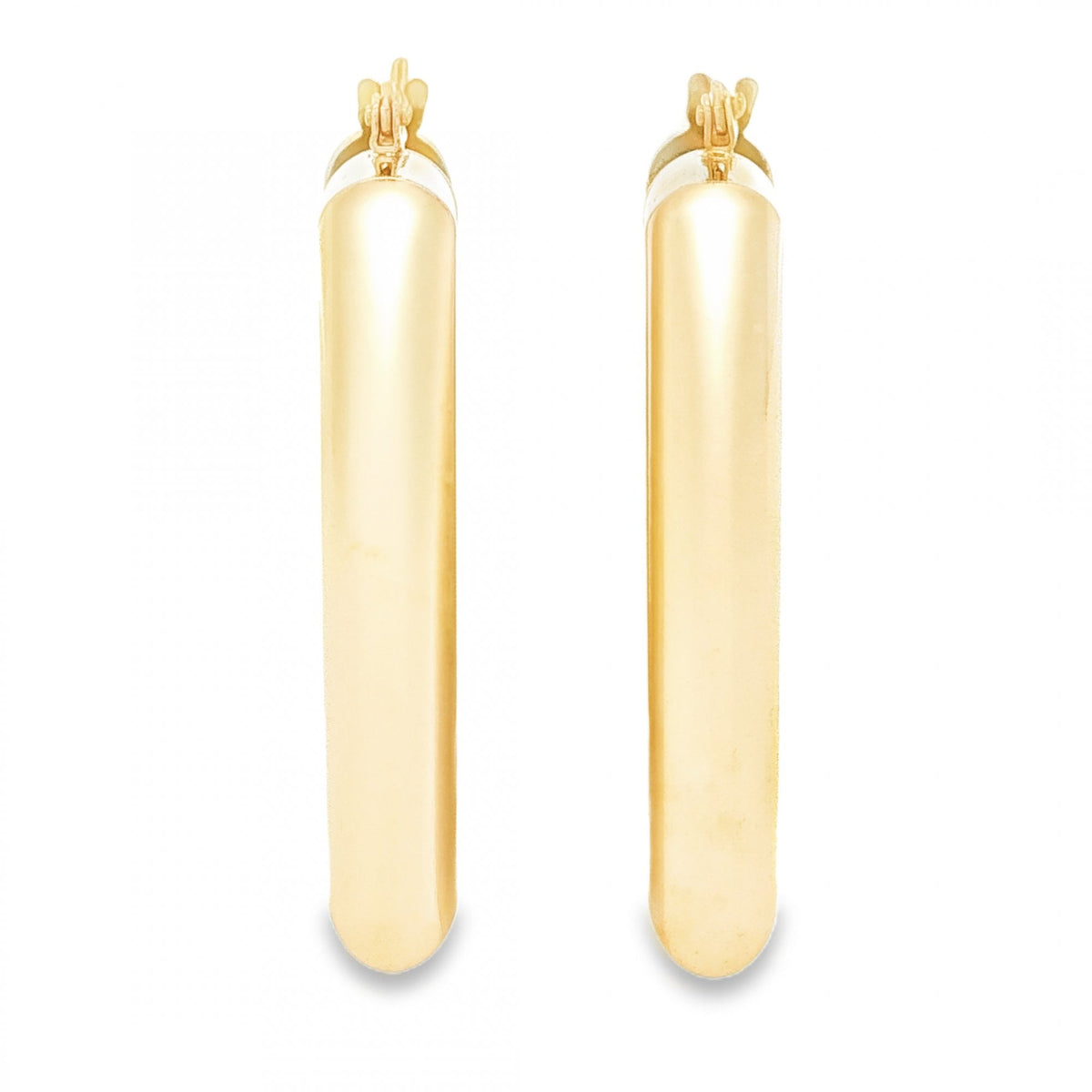 9ct Yellow Gold Rectangular Hoop Earrings - 5x32x21mm - 5.5g