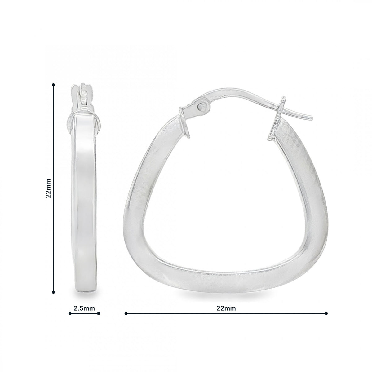 9ct White Gold Square-Tube Handbag Hoop Earrings - 2.5x22x22mm