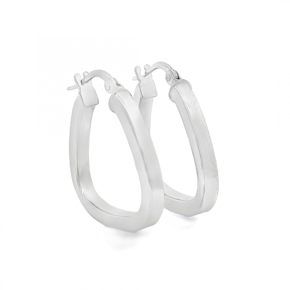9ct White Gold Square-Tube Handbag Hoop Earrings - 2.5x22x22mm