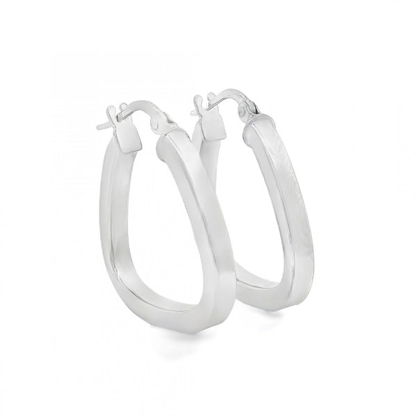 9ct White Gold Square-Tube Handbag Hoop Earrings - 2.5x22x22mm