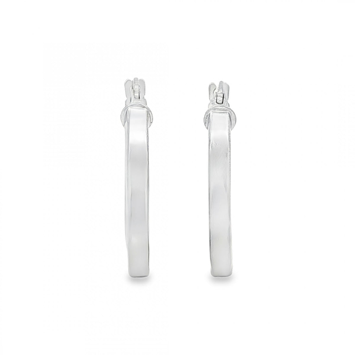 9ct White Gold Square-Tube Handbag Hoop Earrings - 2.5x22x22mm