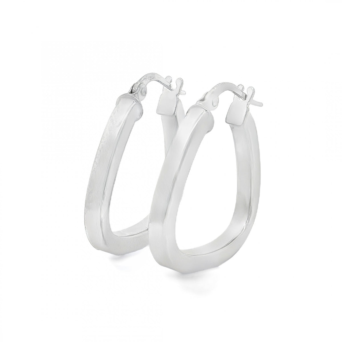 9ct White Gold Square-Tube Handbag Hoop Earrings - 2.5x22x22mm
