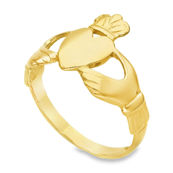9ct Yellow Gold Claddagh Ring - Size N - 13mm