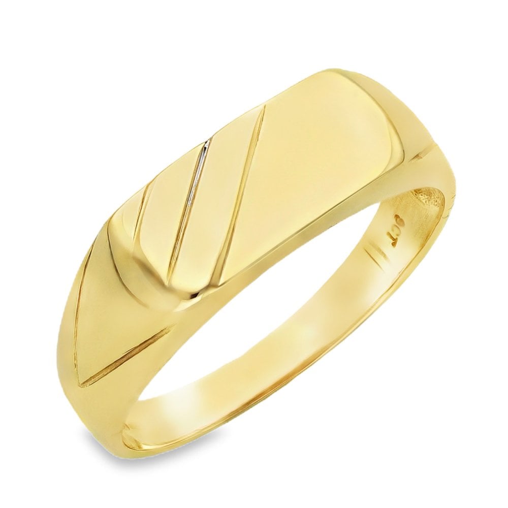 9ct Yellow Gold Rectangular Signet Ring - Size U - 16mm