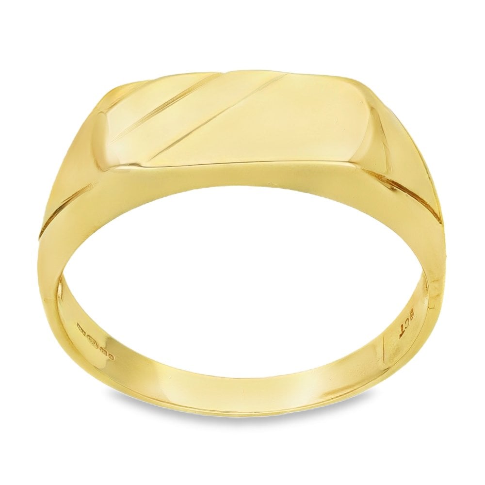 9ct Yellow Gold Rectangular Signet Ring - Size U - 16mm