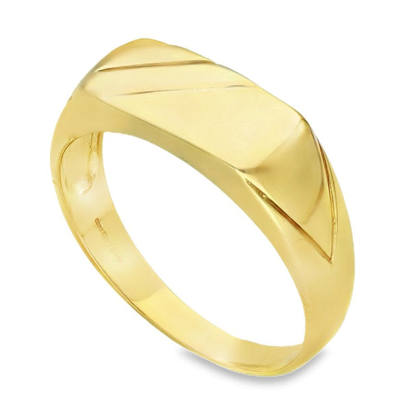 9ct Yellow Gold Rectangular Signet Ring - Size U - 16mm