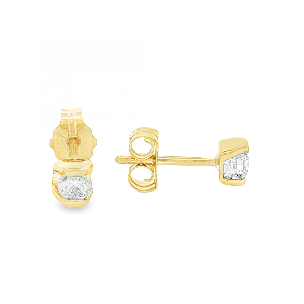 18ct Yellow Gold Diamond Stud Earrings - 4x4mm - 0.20ct