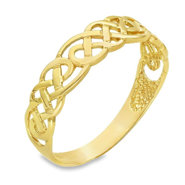 9ct Yellow Gold Celtic Band Ring - Size P - 5mm