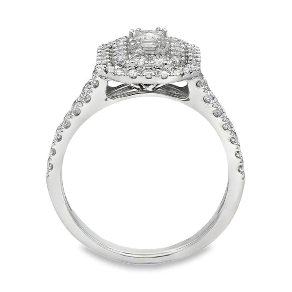 18ct White Gold Diamond Double Halo Ring - Size L - 1.00ct