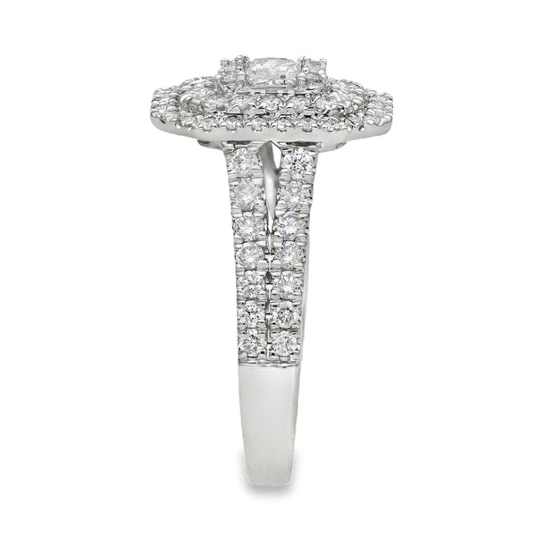 18ct White Gold Diamond Double Halo Ring - Size L - 1.00ct
