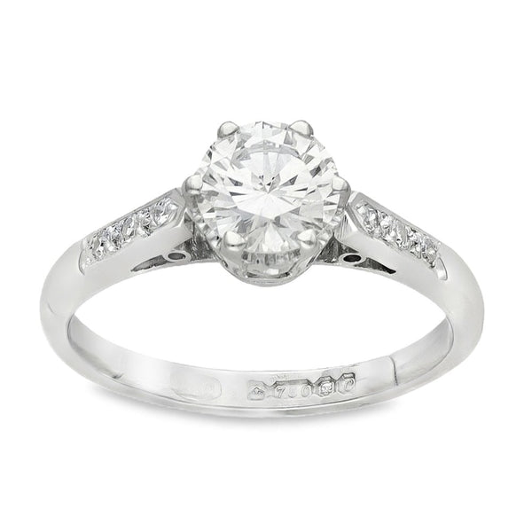 18ct White Gold Diamond Engagement Ring - Size L - 0.89ct
