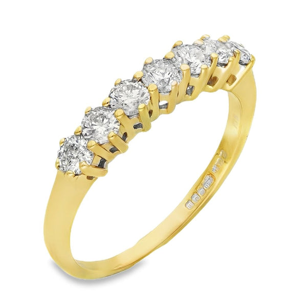 18ct Yellow Gold Diamond Half-Eternity Ring - Size S - 1.00ct
