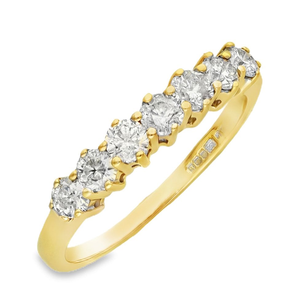 18ct Yellow Gold Diamond Half-Eternity Ring - Size S - 1.00ct