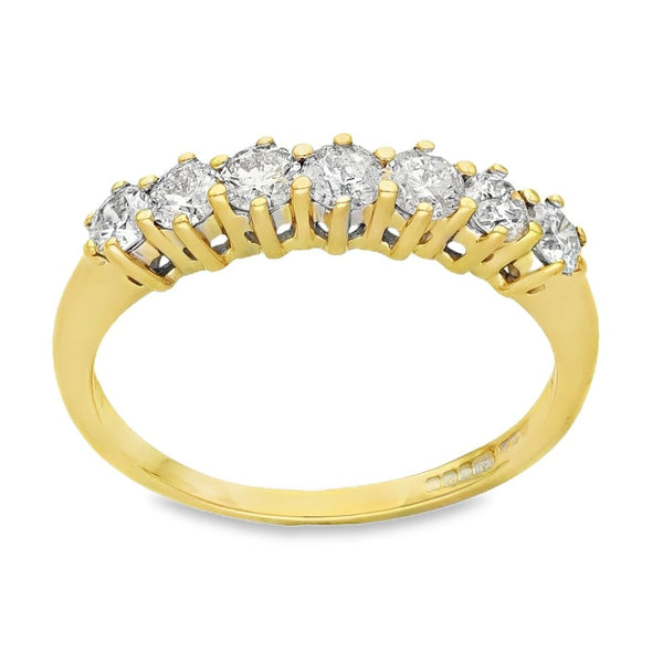 18ct Yellow Gold Diamond Half-Eternity Ring - Size S - 1.00ct