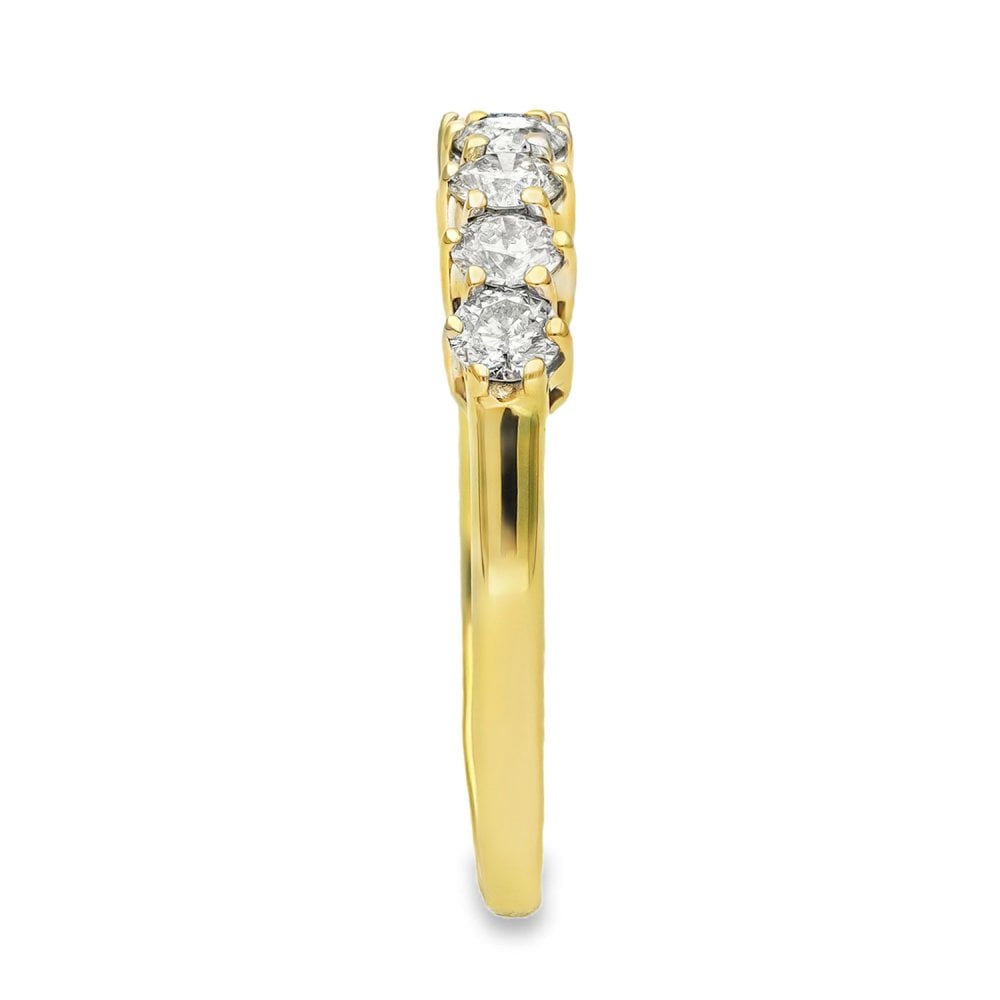 18ct Yellow Gold Diamond Half-Eternity Ring - Size S - 1.00ct