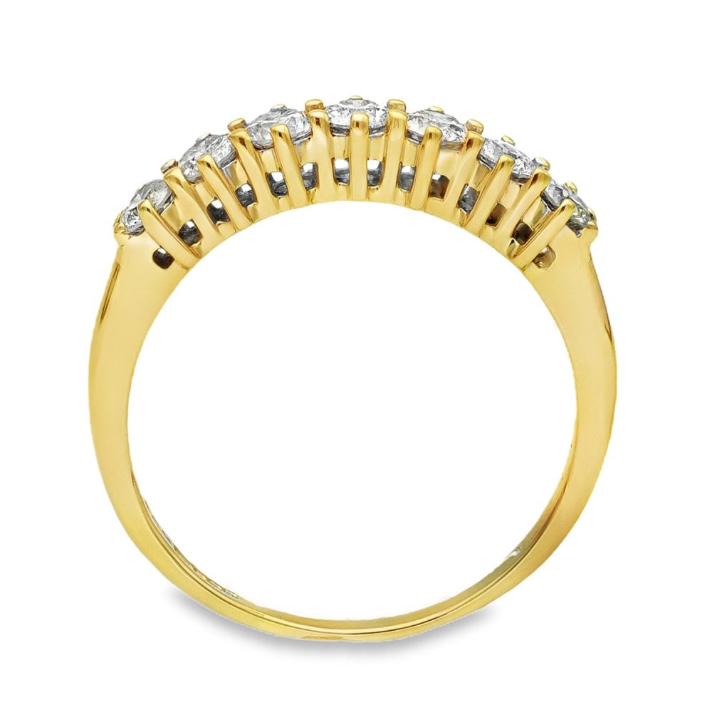 18ct Yellow Gold Diamond Half-Eternity Ring - Size S - 1.00ct