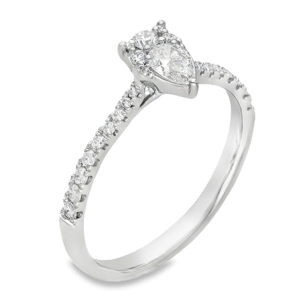 950 Platinum Diamond Illusion Engagement Ring - Size R - 0.48ct