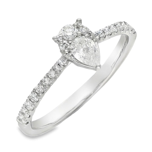 950 Platinum Diamond Illusion Engagement Ring - Size R - 0.48ct