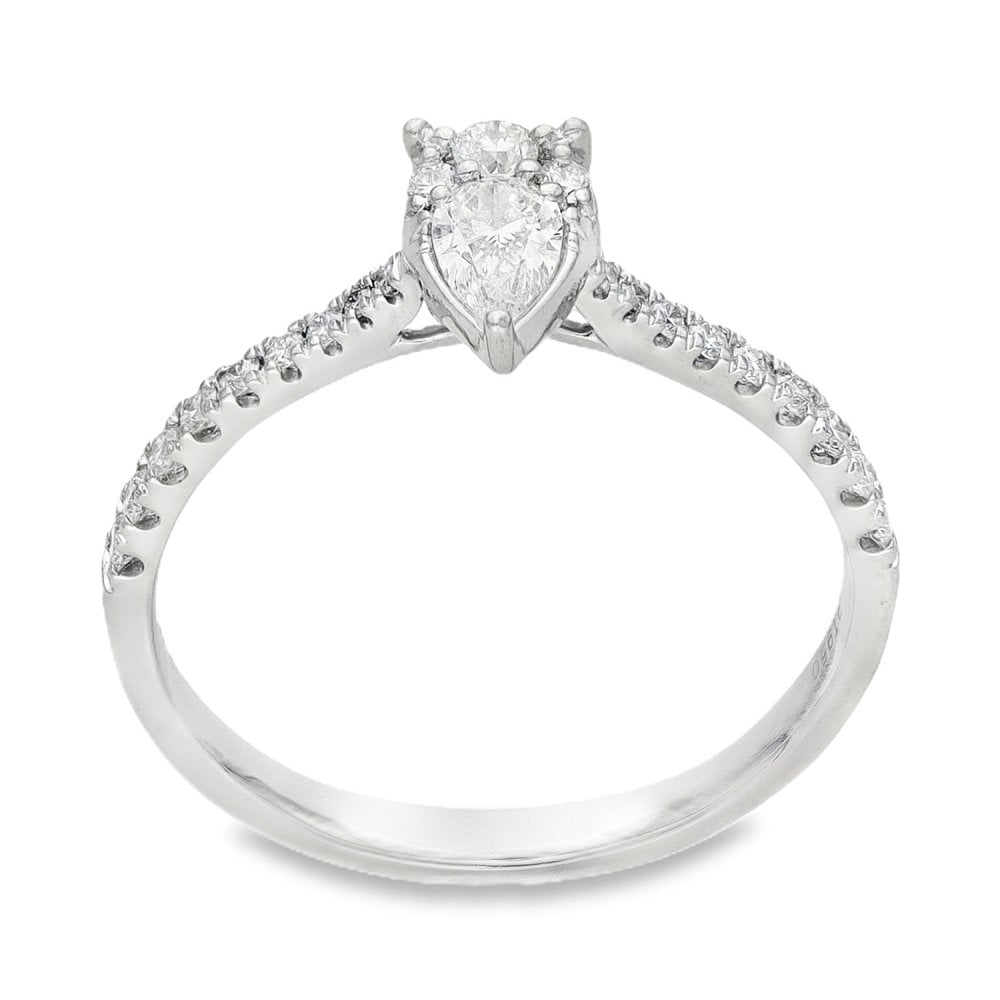 950 Platinum Diamond Illusion Engagement Ring - Size R - 0.48ct
