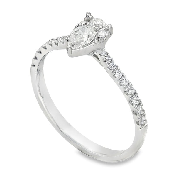 950 Platinum Diamond Illusion Engagement Ring - Size R - 0.48ct