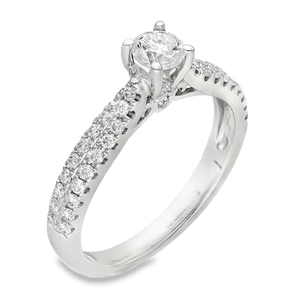 18ct White Gold Diamond Engagement Ring - Size M½ - 0.57ct