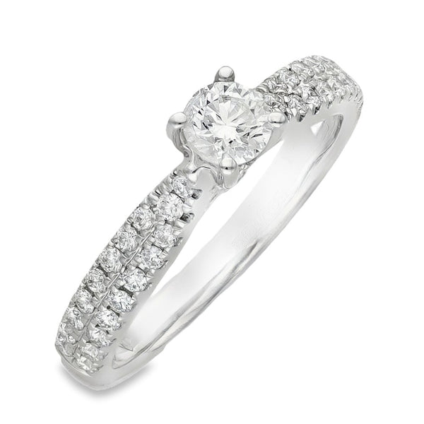 18ct White Gold Diamond Engagement Ring - Size M½ - 0.57ct