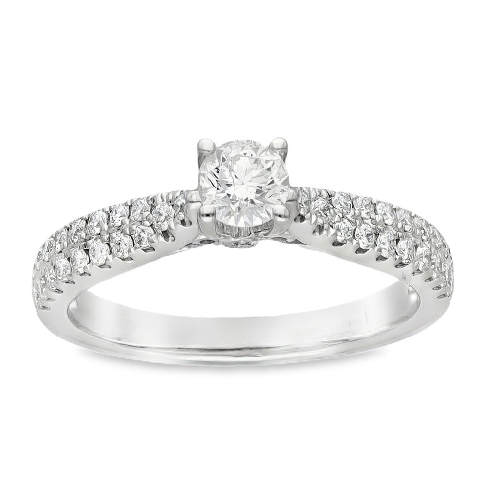 18ct White Gold Diamond Engagement Ring - Size M½ - 0.57ct