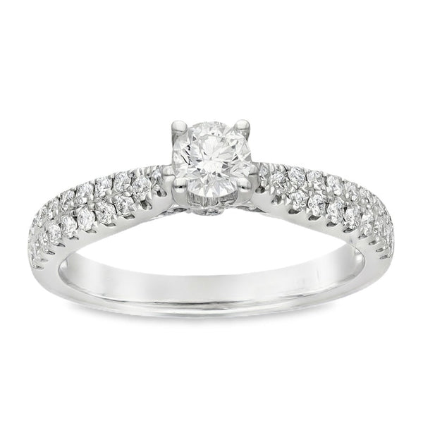 18ct White Gold Diamond Engagement Ring - Size M½ - 0.57ct