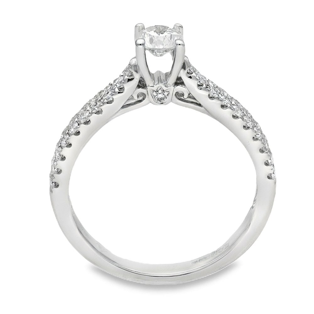 18ct White Gold Diamond Engagement Ring - Size M½ - 0.57ct