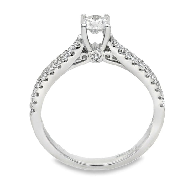 18ct White Gold Diamond Engagement Ring - Size M½ - 0.57ct