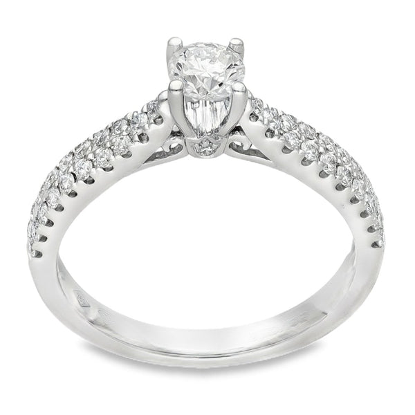 18ct White Gold Diamond Engagement Ring - Size M½ - 0.57ct