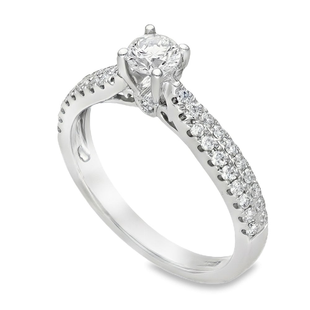 18ct White Gold Diamond Engagement Ring - Size M½ - 0.57ct