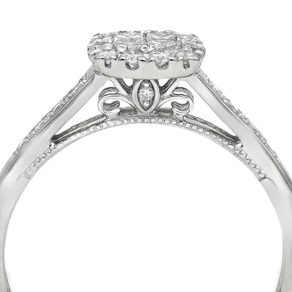 9ct White Gold Diamond Cluster Ring - Size Q½ - 0.50ct