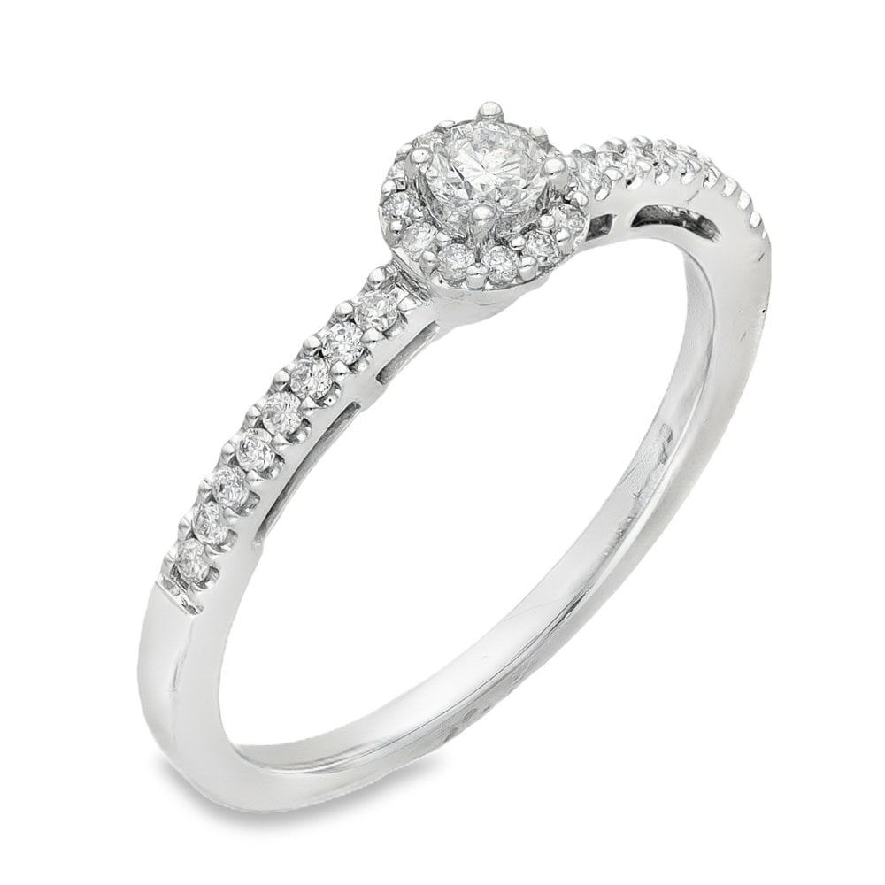 18ct White Gold Diamond Cluster Ring - Size M - 0.24ct