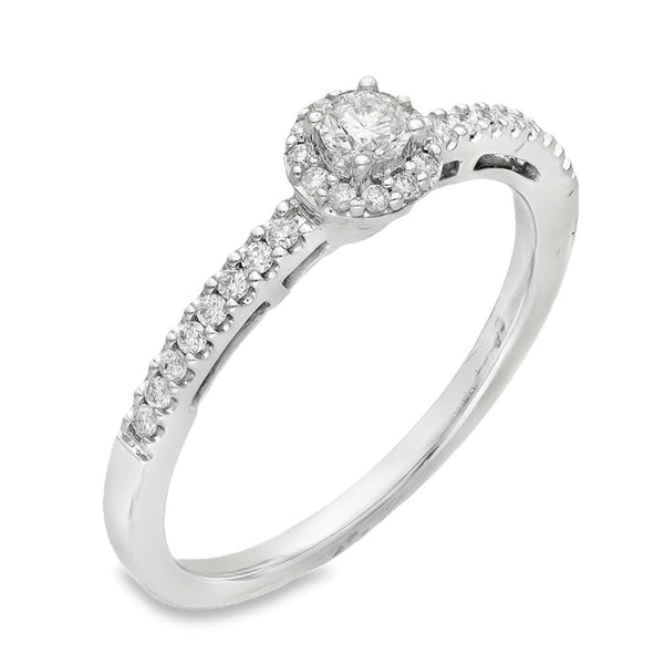 18ct White Gold Diamond Cluster Ring - Size M - 0.24ct