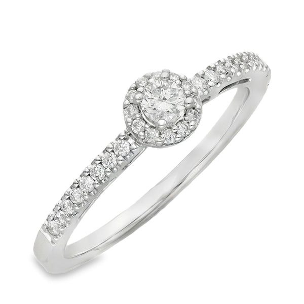 18ct White Gold Diamond Cluster Ring - Size M - 0.24ct